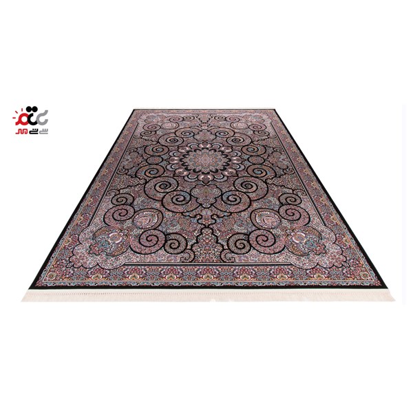فرش ماشینی دنیای فرش طرح میترا زمینه سرمه ای