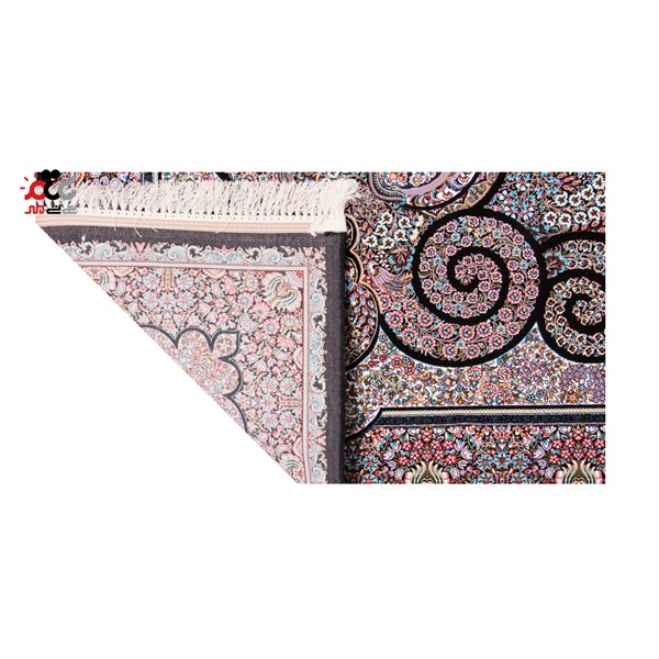 فرش ماشینی دنیای فرش طرح میترا زمینه سرمه ای
