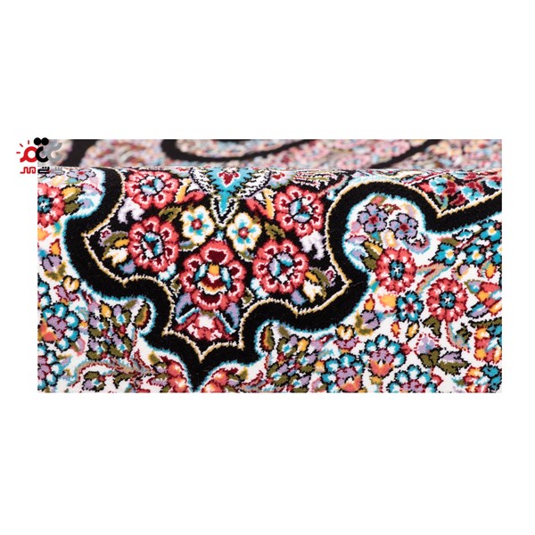 فرش ماشینی دنیای فرش طرح میترا زمینه سرمه ای