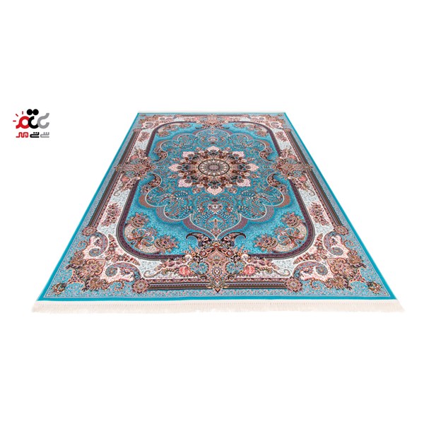 فرش ماشینی دنیای فرش طرح نسترن زمینه آبی