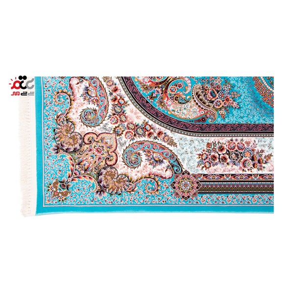 فرش ماشینی دنیای فرش طرح نسترن زمینه آبی