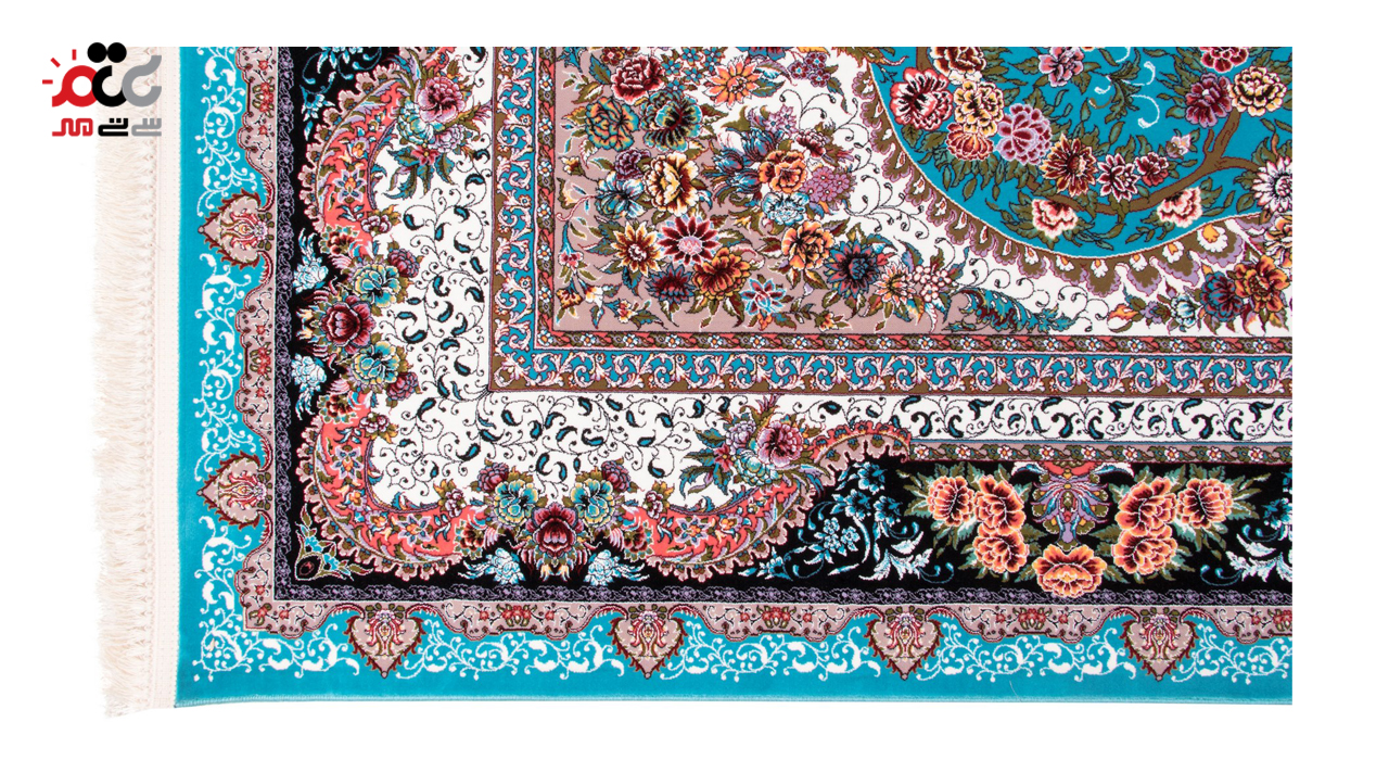فرش ماشینی دنیای فرش طرح نگار زمینه آبی