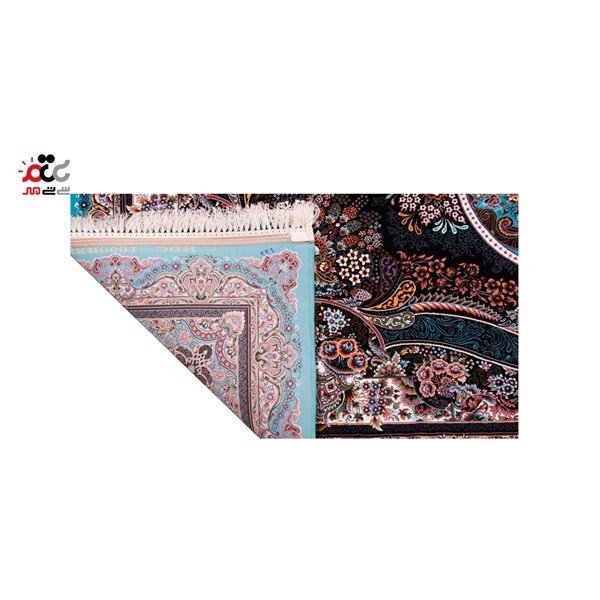 فرش ماشینی دنیای فرش طرح پرهام زمینه آبی