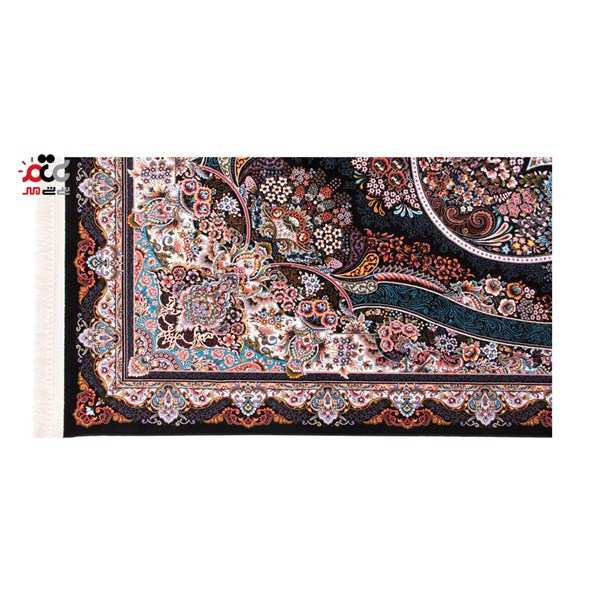 فرش ماشینی دنیای فرش طرح پرهام رنگ زمینه سورمه ای
