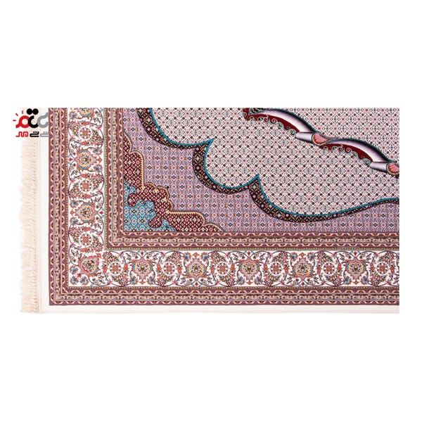 فرش ماشینی دنیای فرش طرح ساینار ماهی زمینه کرم