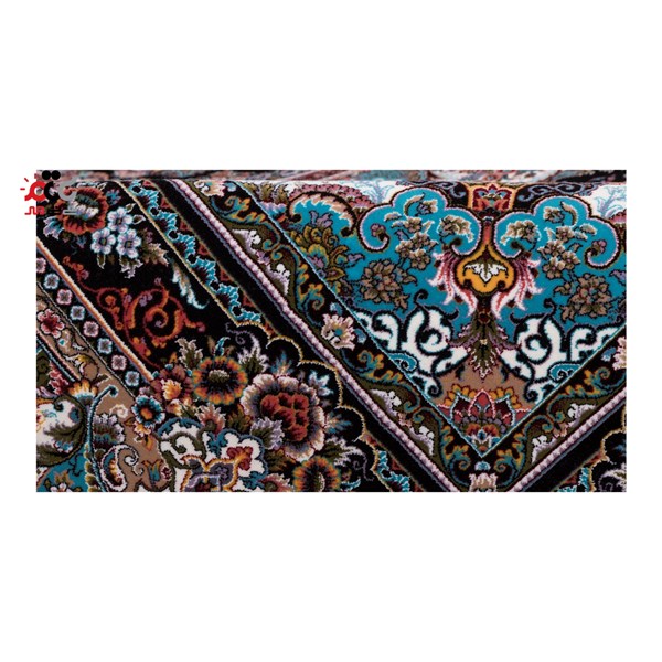 فرش ماشینی دنیای فرش طرح ستاره زمینه آبی
