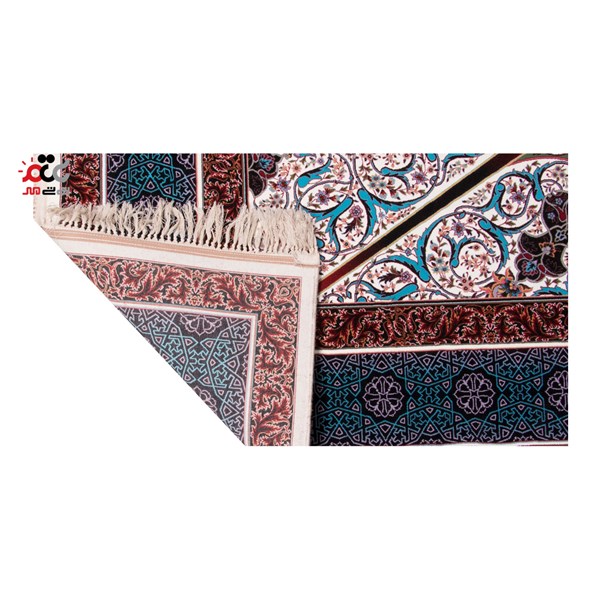 فرش ماشینی دنیای فرش طرح ستایش زمینه کرم