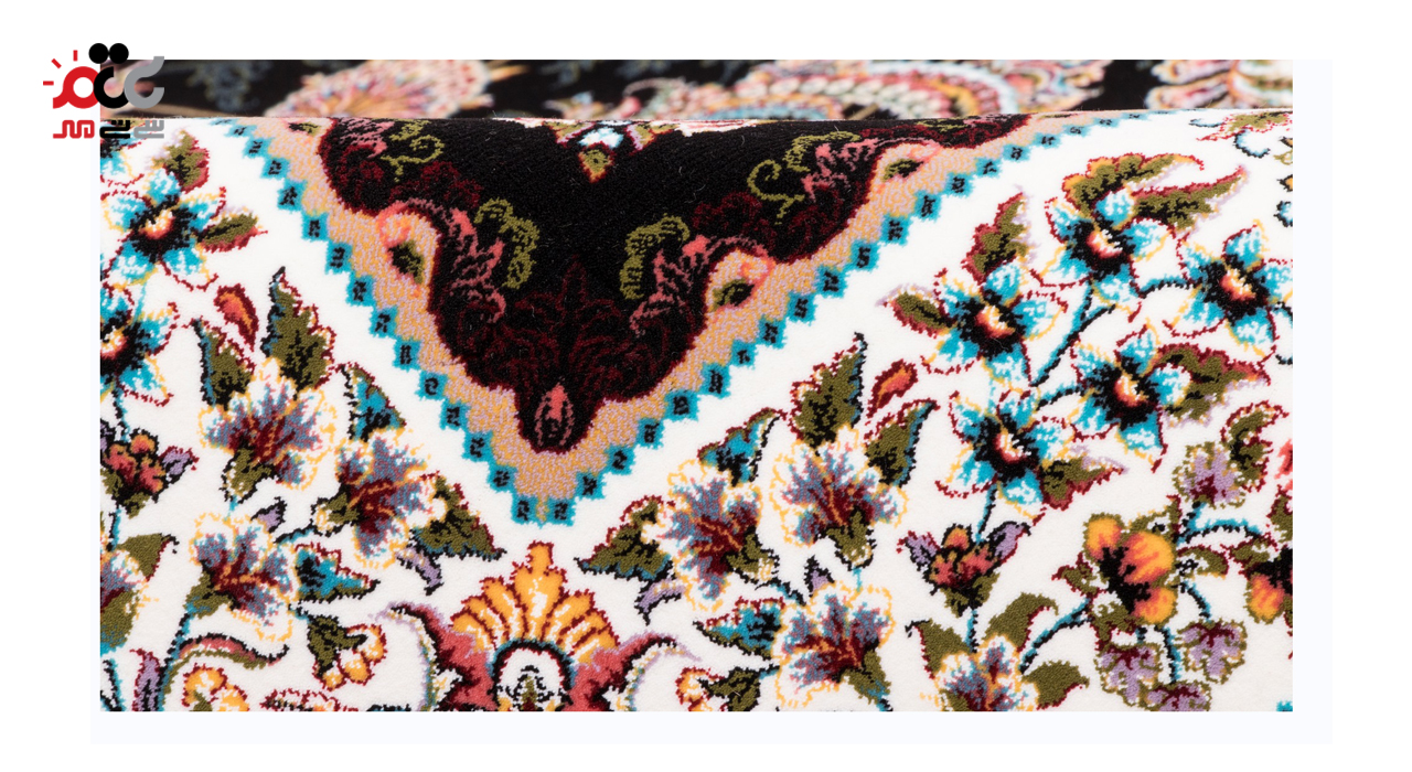 فرش ماشینی دنیای فرش طرح باغ ارم رنگ زمینه آبی