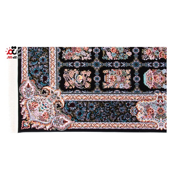 فرش ماشینی دنیای فرش کد 1057 زمینه سورمه ای