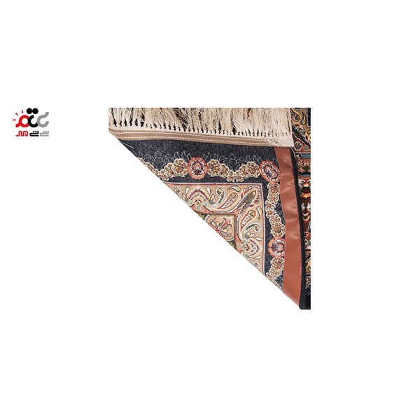 فرش ماشینی دنیای فرش طرح آرزو رنگ زمینه سرمه ای