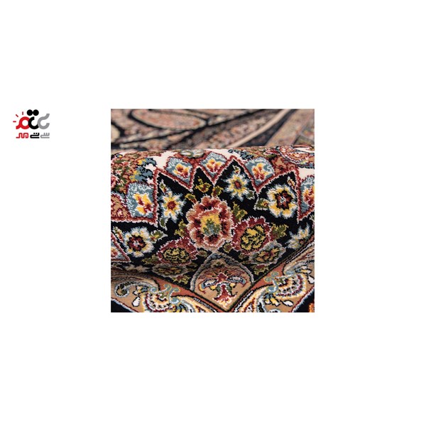 فرش ماشینی دنیای فرش طرح آرزو رنگ زمینه سرمه ای