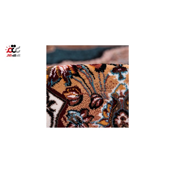 فرش ماشینی دنیای فرش طرح اطلسی رنگ زمینه گردویی