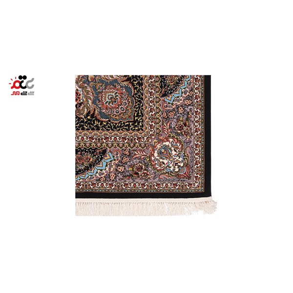فرش ماشینی دنیای فرش طرح برکت رنگ زمینه سرمه ای