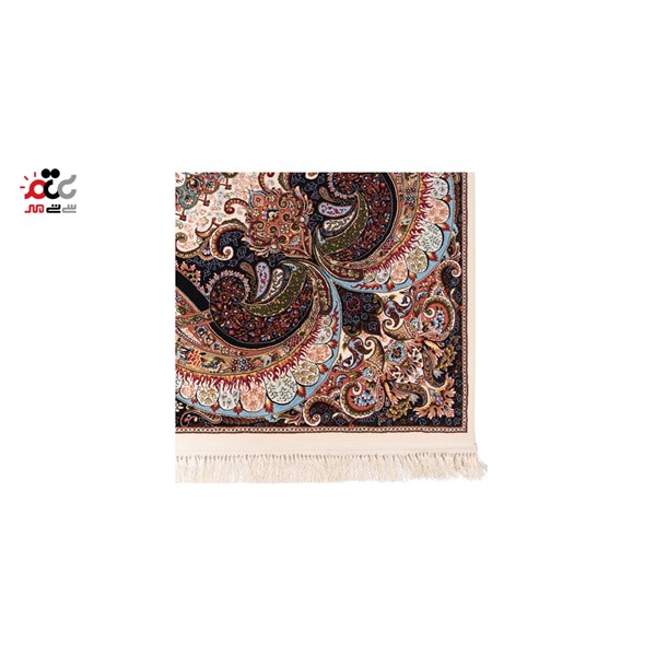فرش ماشینی دنیای فرش طرح چیچک رنگ زمینه کرم