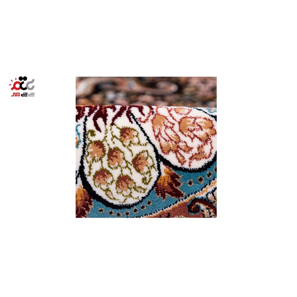 فرش ماشینی دنیای فرش طرح چیچک رنگ زمینه سورمه ای