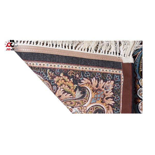 فرش ماشینی دنیای فرش طرح چیچک رنگ زمینه سورمه ای