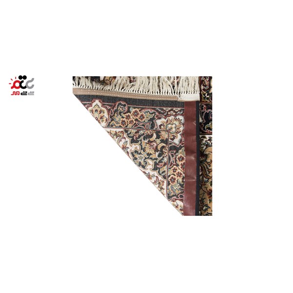 فرش ماشینی دنیای فرش طرح اصفهان رنگ زمینه سورمه ای