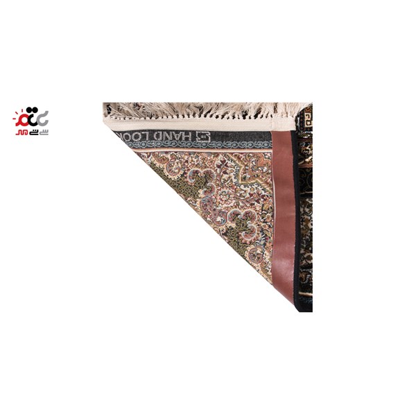 فرش ماشینی دنیای فرش طرح کهکشان رنگ زمینه سرمه ای