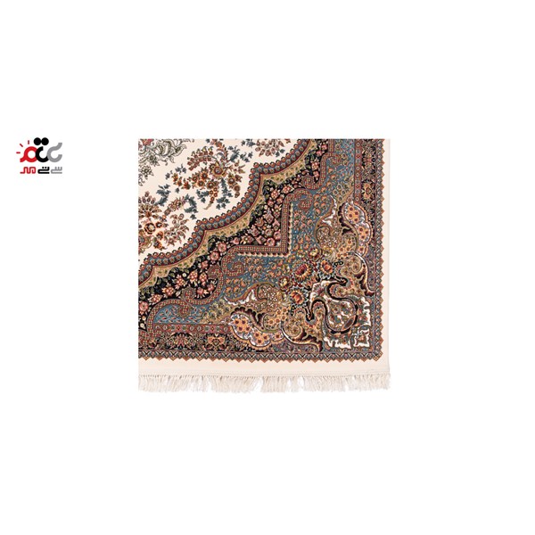 فرش ماشینی دنیای فرش طرح کومه ای رنگ زمینه کرم