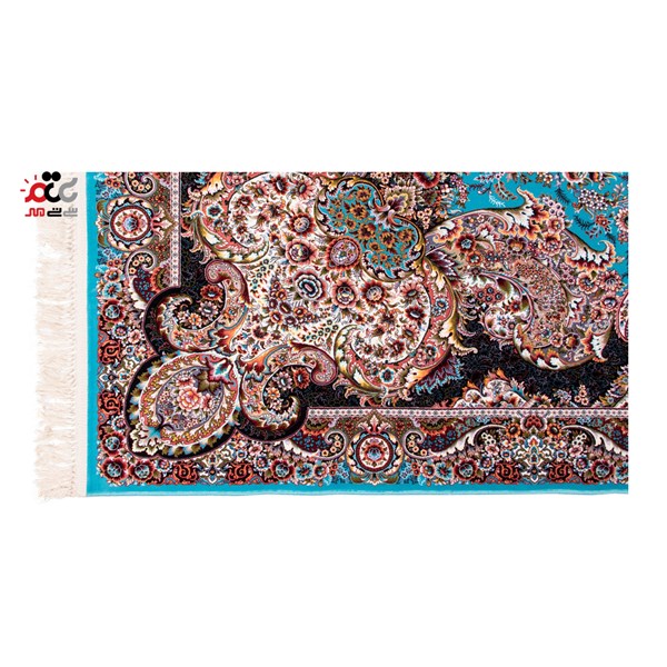 فرش ماشینی دنیای فرش طرح ماهور زمینه آبی