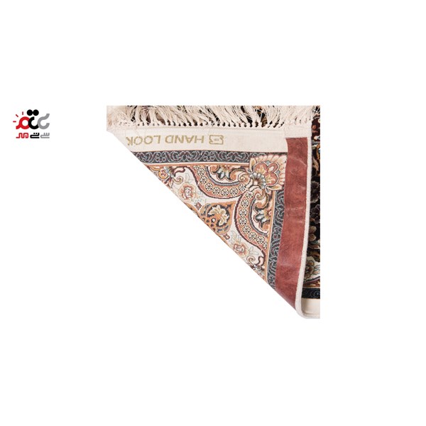 فرش ماشینی دنیای فرش طرح ارکیده رنگ زمینه کرم