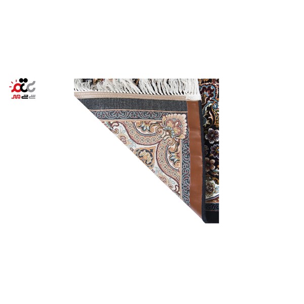 فرش ماشینی دنیای فرش طرح ارکیده رنگ زمینه سورمه ای