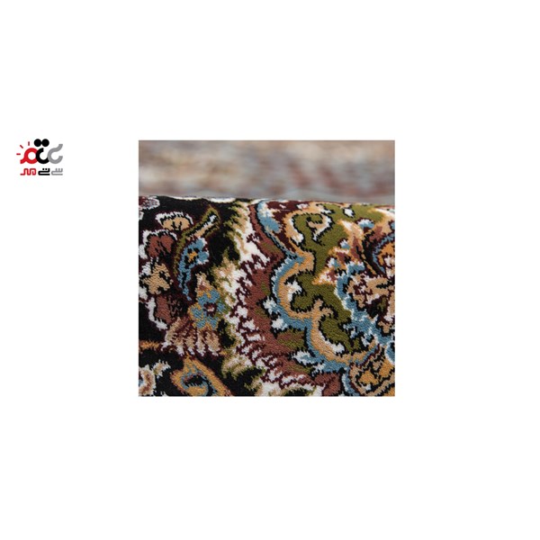 فرش ماشینی دنیای فرش طرح ارکیده رنگ زمینه سورمه ای