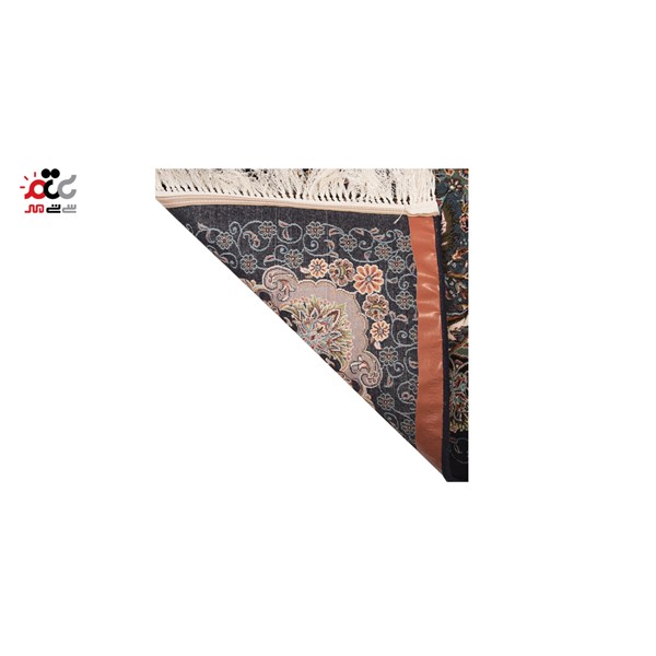 فرش ماشینی دنیای فرش طرح روژان رنگ زمینه سورمه ای