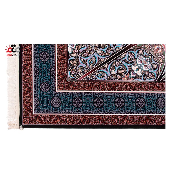 فرش ماشینی دنیای فرش طرح ستایش زمینه سورمه ای