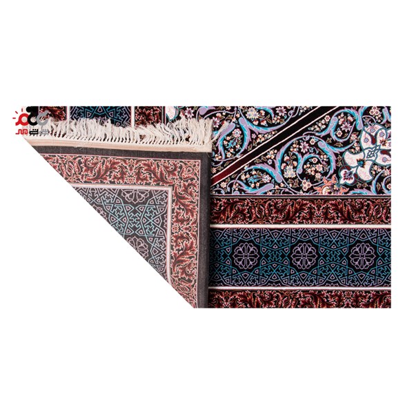 فرش ماشینی دنیای فرش طرح ستایش زمینه سورمه ای