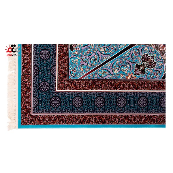 فرش ماشینی دنیای فرش طرح ستایش زمینه آبی