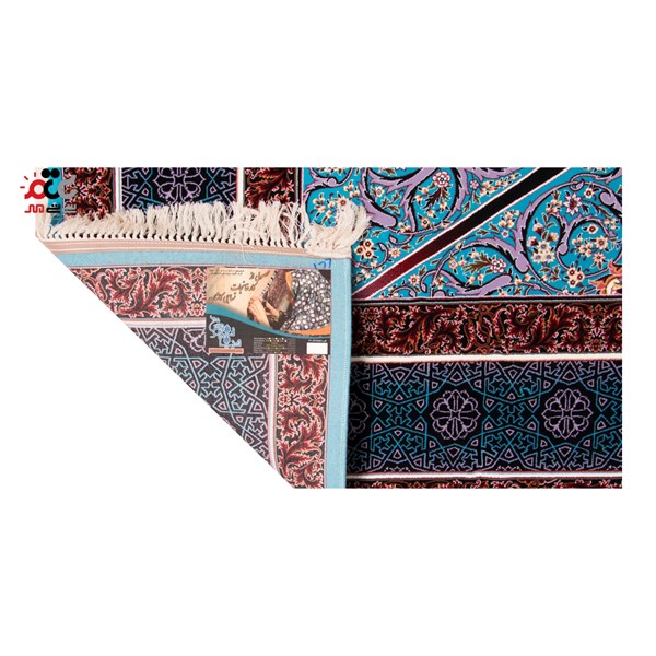 فرش ماشینی دنیای فرش طرح ستایش زمینه آبی