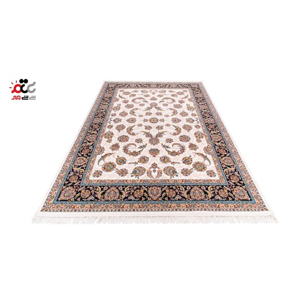 فرش ماشینی دنیای فرش طرح شاه عباسی رنگ زمینه کرم