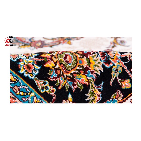 فرش ماشینی دنیای فرش طرح شاه عباسی رنگ زمینه کرم