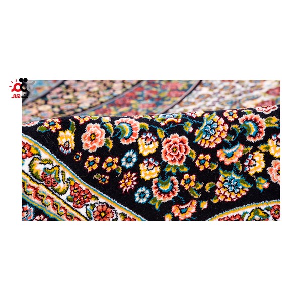 فرش ماشینی دنیای فرش طرح تماشا رنگ زمینه مشکی