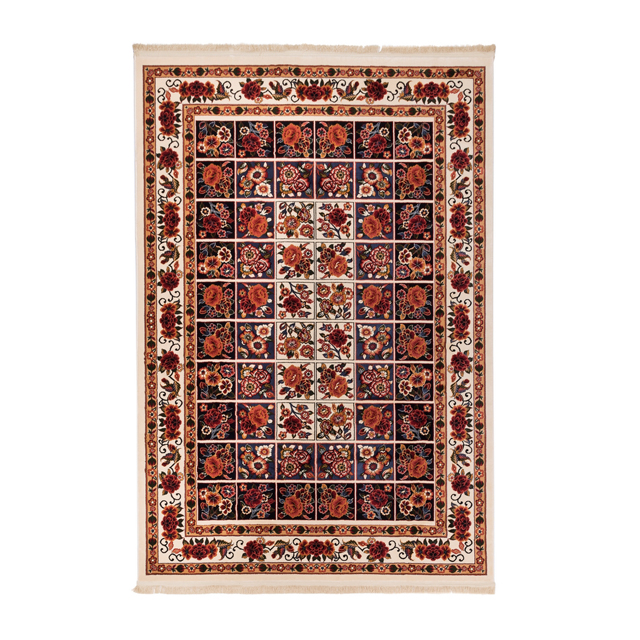 گبه ماشینی دنیای فرش کد 539K زمینه کرم