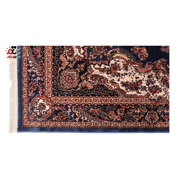 گبه ماشینی دنیای فرش کد 545B زمینه آبی کاربنی