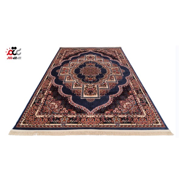 گبه ماشینی دنیای فرش کد 546B زمینه آبی کاربنی