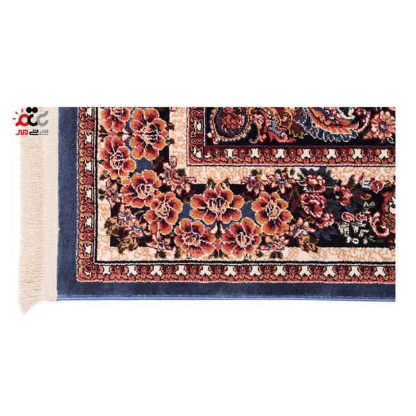 گبه ماشینی دنیای فرش کد 546B زمینه آبی کاربنی