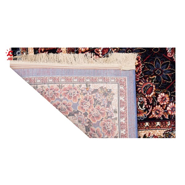 گبه ماشینی دنیای فرش کد 546B زمینه آبی کاربنی