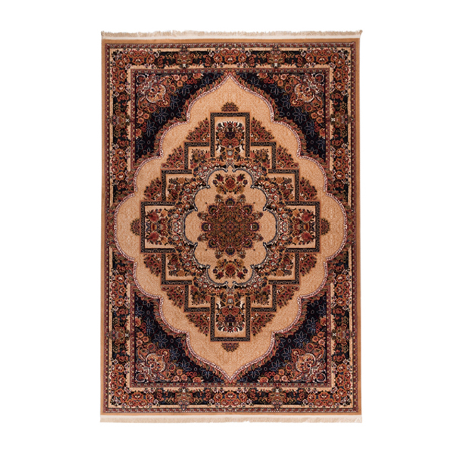 گبه ماشینی دنیای فرش کد 546GE زمینه بژ