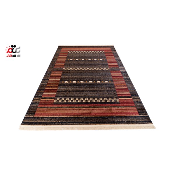گبه ماشینی دنیای فرش کد 549B زمینه آبی کاربنی