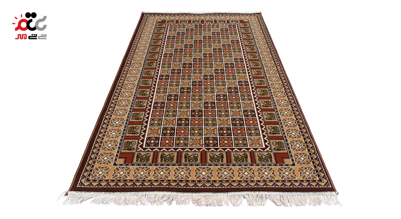 گلیم ماشینی دنیای فرش طرح خشتی