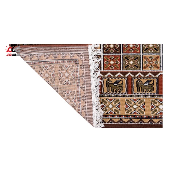 گلیم ماشینی دنیای فرش طرح خشتی