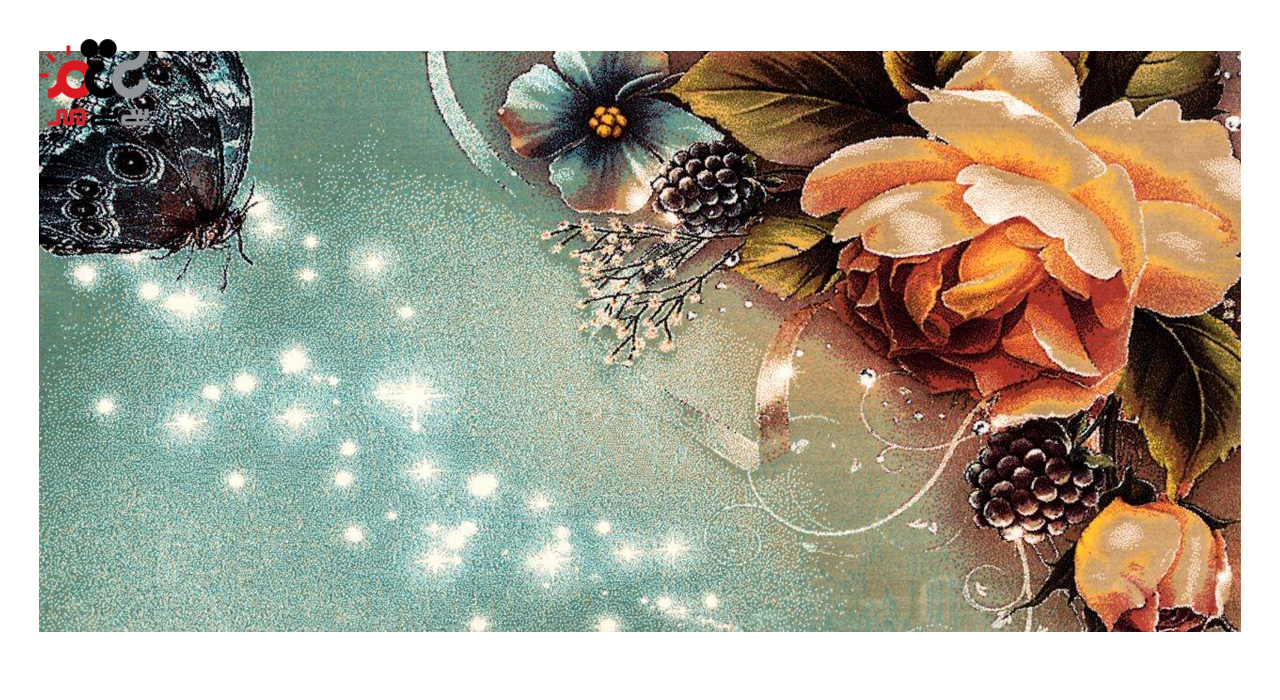  تابلو فرش ماشینی دنیای فرش طرح گل و پروانه کد 186 