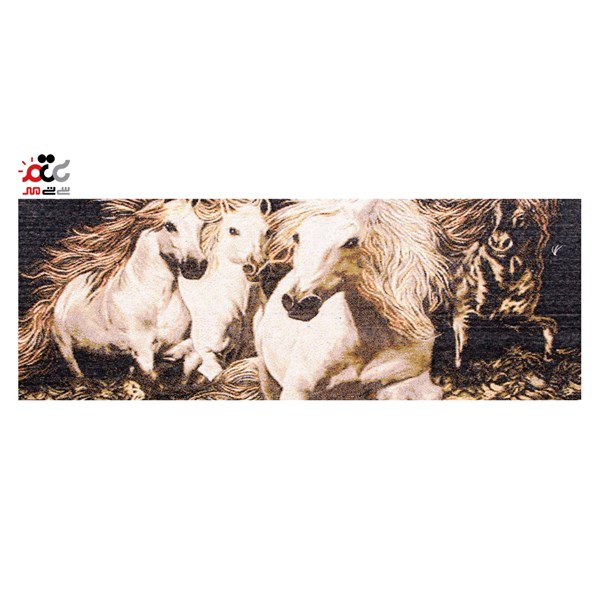 تابلو فرش ماشینی دنیای فرش طرح سه اسب کد 152