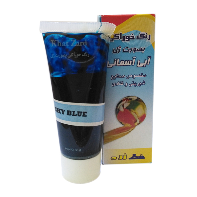 رنگ ژله ای خوراکی آبی آسمانی خط زرد 30 گرمی