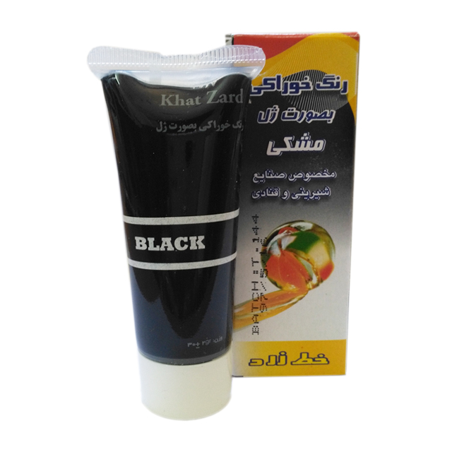 رنگ ژله ای خوراکی مشکی خط زرد 30 گرمی