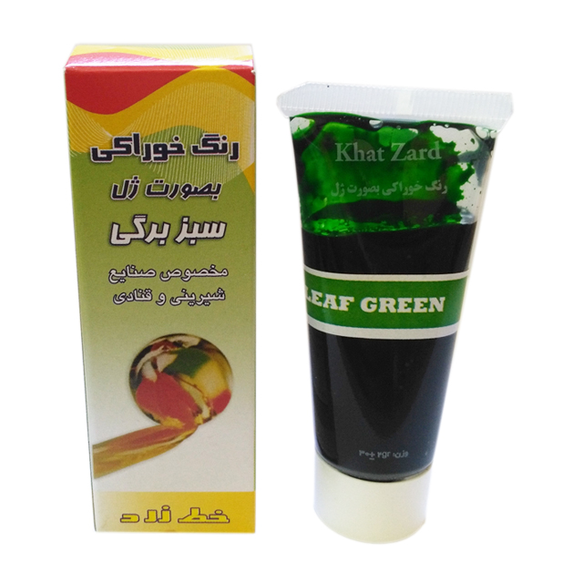 رنگ ژله ای خوراکی سبز برگی خط زرد 30 گرمی