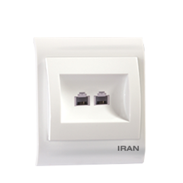 سوکت تلفن دوقلو ایران الکتریک مدل 2009 سفید